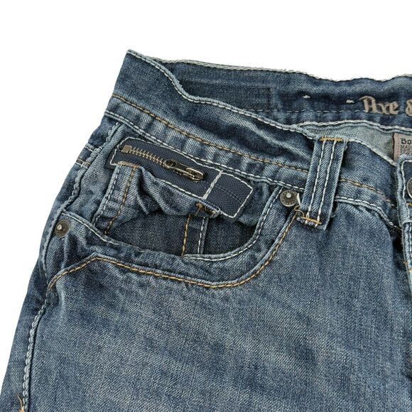 Axe & Crown Jeans Mens 32x32 (32x30 Fit) Blue Outlaw Denim Relaxed Boot Grunge - Picture 4 of 13